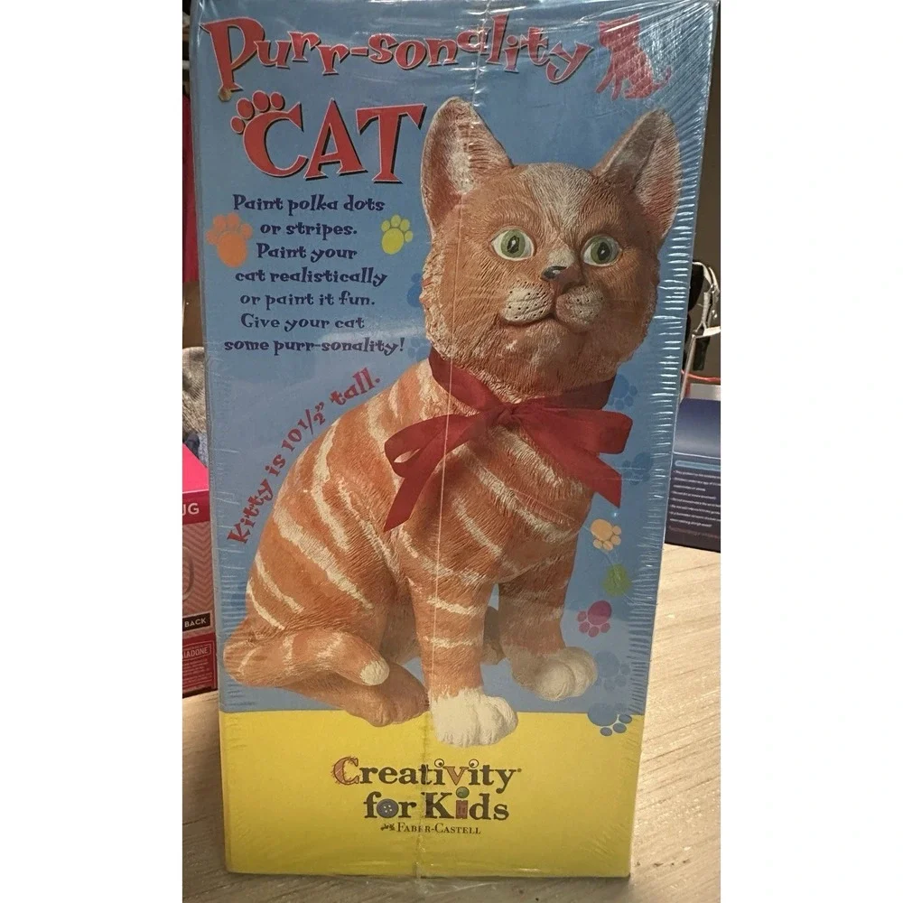 Vintage Cat Purr-sonality Textured Statue Painting Kit Faber-Castell USA 